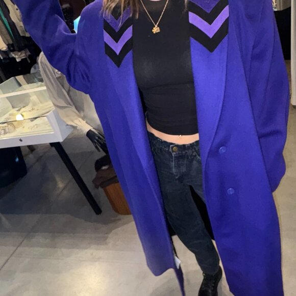 Vintage Yves Venet Purple Chevron Coat 24 1/2 - Picture 7 of 15